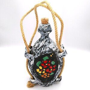Vintage Italy San Marino hand painted crafted Lava Pottery 10" anging Decanter